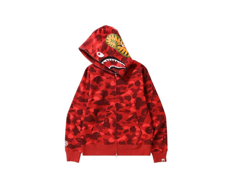 BAPE Color Camo Shark FullZip Hoodie 'Red'