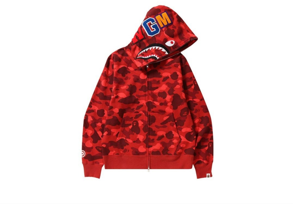 BAPE Color Camo Shark FullZip Hoodie 'Red'